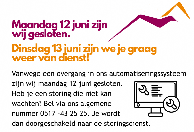 Maandag 12 juni gesloten