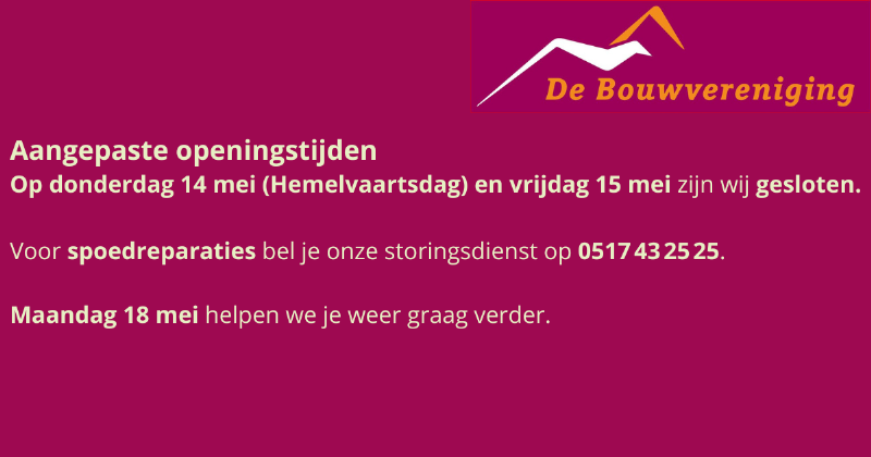 Aangepaste openingstijden